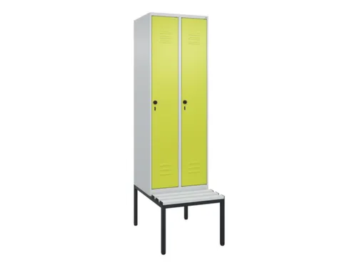 locker met bank,HxBxD 2120x600x815mm,2vak,vak B 300mm,draaigrendel