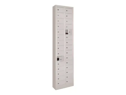 lockerkast,HxBxD 1950x460x200mm,2x15vakken,RAL7035,front RAL7035