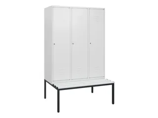 locker met bank,HxBxD 1950x1200x815mm,3vak,vak B 400mm,cil.-slot - 1