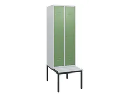 locker met bank,HxBxD 1950x600x815mm,2vak,vak B 300mm,cil.-slot
