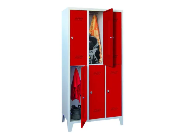 Armoire vestiaire à deux niveaux,RAL7035,face avant RAL3000