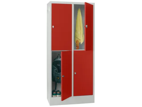 lockerkast,HxBxD 1850x800x500mm,2x2vakken,RAL7035,front RAL3000