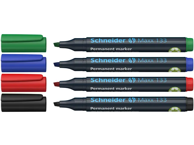 Marqueur permanent Schneider Maxx 133 biseauté 1-4mm assorti 4 pièce
