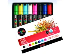 Verfstift Posca PC8K Brede punt 8mm schuin 8st assorti