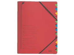 Sorteermap Leitz 3912 A4 12 vaks karton rood