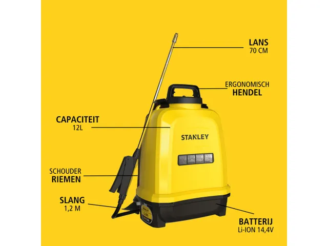 Stanley Druksproeier 12 Liter 14,4 V 2,0 Ah