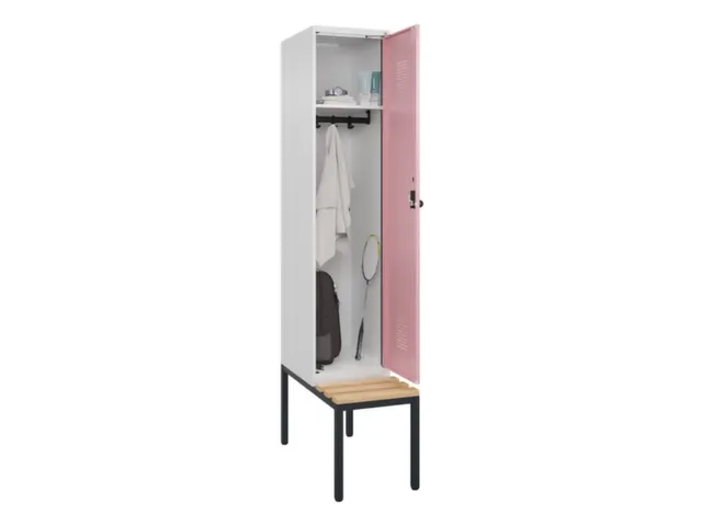locker met bank,HxBxD 2120x400x815mm,1vak,vak B 400mm,draaigrendel