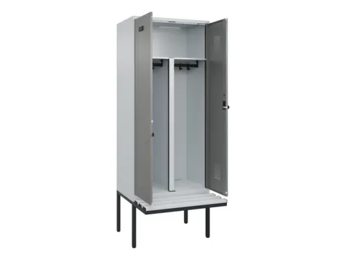 PBM-locker met bank,HxBxD 2120x800x815mm,2vak,vak B 400mm,draaigrendel