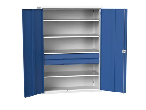 universele kast,HxBxD 2000x1300x550mm,4xStalen bodem,2lade(n)