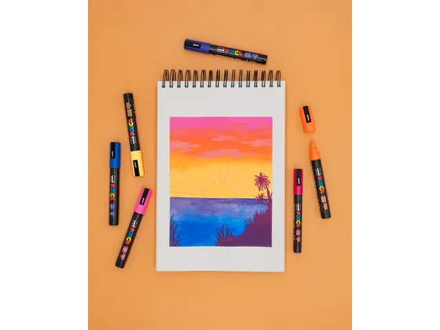 Verfstift Posca PC8K Brede punt 8mm schuin lichtblauw