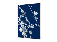 Wanddecoratie Textiel Set A1 Japanse Bloesem Blauw