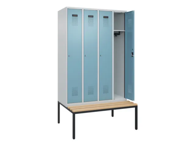 locker met bank,HxBxD 2120x1200x815mm,4vak,vak B 300mm,cilinderslot
