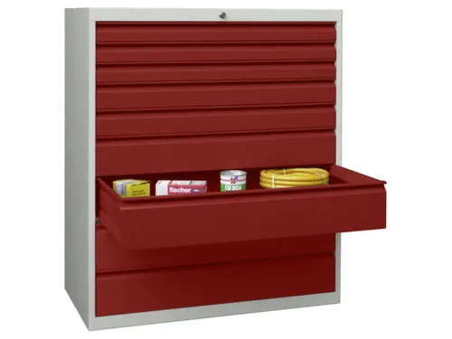 ladekast,HxBxD 1200x1023x600mm,9lade(n),RAL7035,front RAL3000