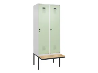 locker met bank,voor scheiding van kleding,HxBxD 2120x800x815mm,2vak - 2
