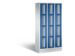Lockerkast 1800x900x500mm 3x4 vakken Cilinderslot, Sokkel, RAL5010 - 2