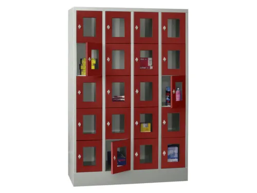 lockerkast,HxBxD 1850x1200x500mm,4x5vakken,RAL7035,front RAL3000