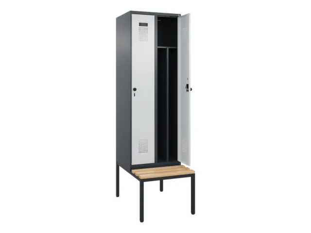 locker met bank,voor scheiding van kleding,HxBxD 2120x600x815mm,2vak