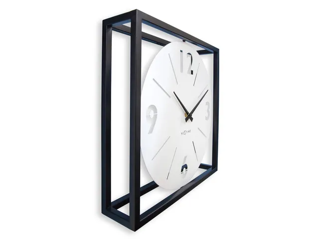 Tafel/wandklok NeXtime Time Frame 40x40cm wit metaal
