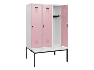 locker met bank,HxBxD 1950x1200x815mm,3vak,vak B 400mm,draaigrendel - 1