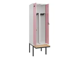 PBM-locker met bank,HxBxD 2120x600x815mm,2vak,vak B 300mm,draaigrendel