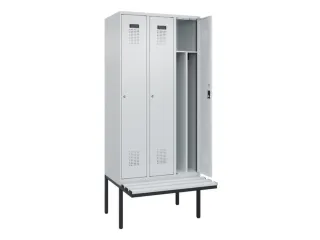 locker met bank,voor scheiding van kleding,HxBxD 2120x900x815mm,3vak - 1