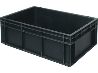 ESD-stapelbak,HxLxB 220x600x400mm,43l,PP,zwart,Wanden gesloten - 1