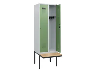 locker met bank,HxBxD 1950x600x815mm,2vak,vak B 300mm,cilinderslot - 1
