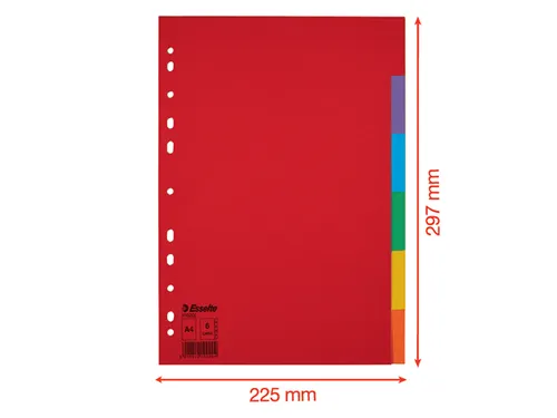 Tabbladen Esselte A4 11-gaats Karton 6-delig Blanco Tabs Kleur