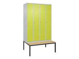 locker met bank,HxBxD 2120x1200x815mm,4vak,vak B 300mm,cil.-slot