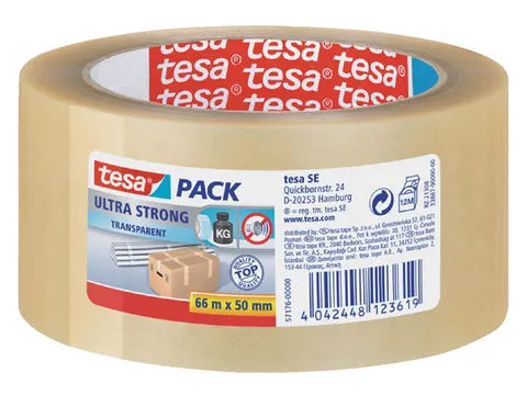 Verpakkingstape Tesapack Ultra Strong 50mmx66m PVC Transparant