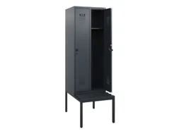 locker met bank,HxBxD 1950x600x815mm,2vak,vak B 300mm,draaigrendel