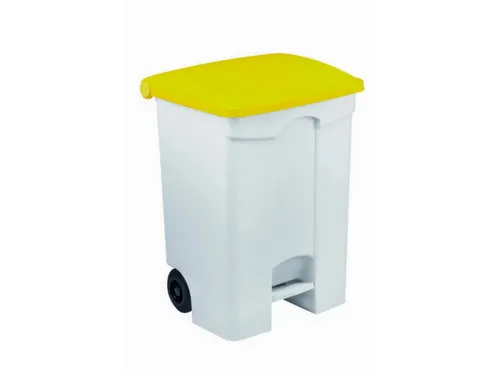 Contitop,mobiele afvalbak met pedaal 70L wit/geel