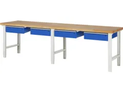 werkbank,HxBxD 790-1140x3000x700mm,beukblad,draagverm. 750kg