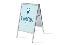 Stoepbord A1 complete set met print "S'incrire ici" Blauw