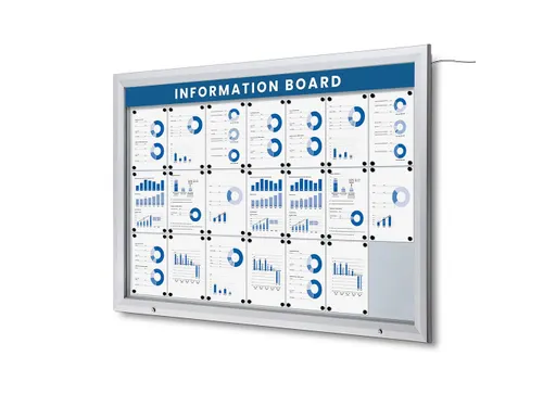 Outdoor mededelingenbord 21x A4 met logopaneel LED verlicht