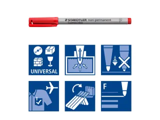 Viltstift Staedtler OHP Lumocolor 316 F Non Permanent Rood 0.6mm - 4