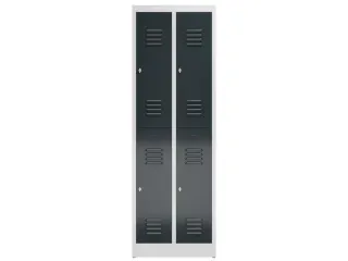 Dubbeldekse garderobekast 1800x590x500mm 2x2vak klink RAL7035 RAL7016 - 2