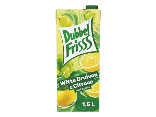 Fruitdrank DubbelFrisss witte druif citroen pak 1500ml