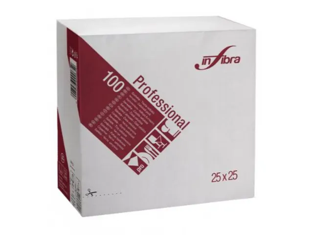 Infibra Servet 25x25cm 1/4vouw Wit 30x100stuks