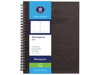 Agenda 2027 Ryam Weekplan Wire-o 7dagen/2pagina's zwart - 1