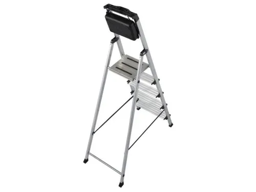 trapladder,eenzijdig,5treden,bordes m. antislip elementen,balk L 1,8m