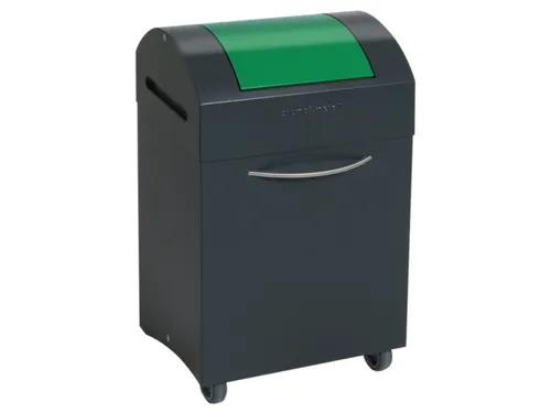Afvalbak 45 Liter 650x380x320mm Plaatstaal 2 Wielen Klep Groen