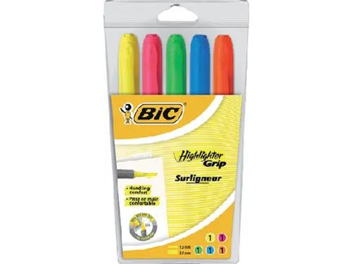 Markeerstift Bic Highlighter Grip Assorti 5 stuks