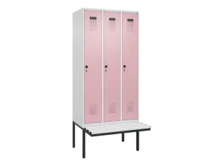 locker met bank,voor scheiding van kleding,HxBxD 2120x900x815mm,3vak - 2