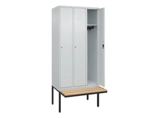 locker met bank,HxBxD 2120x900x815mm,3vak,vak B 300mm,cil.-slot - 2