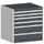 ladekast HxBxD 800x800x650mm 6laden romp RAL7035 front RAL7016