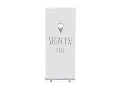 Roll-Banner 85x200 complete set met print "Sign In Here" Grijs