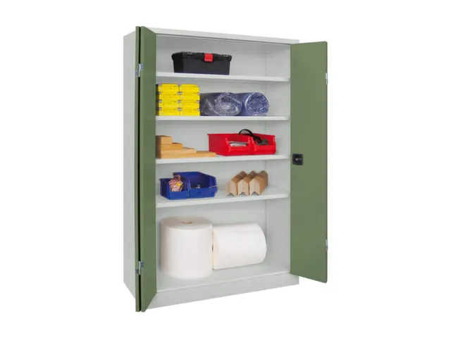 Ruime Vouwdeurkast 1950x1200x400mm 4legborden Ral7035 Front Ral6011