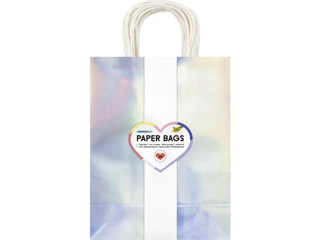 Cadeautas Folia irisierend kraft 24x31x12cm zilver 20 stuks