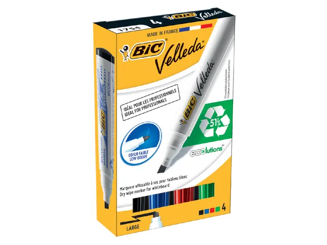 Viltstift Bic 1751 Whiteboard Schuin Assorti 3.7-5.5mm Set À 4St